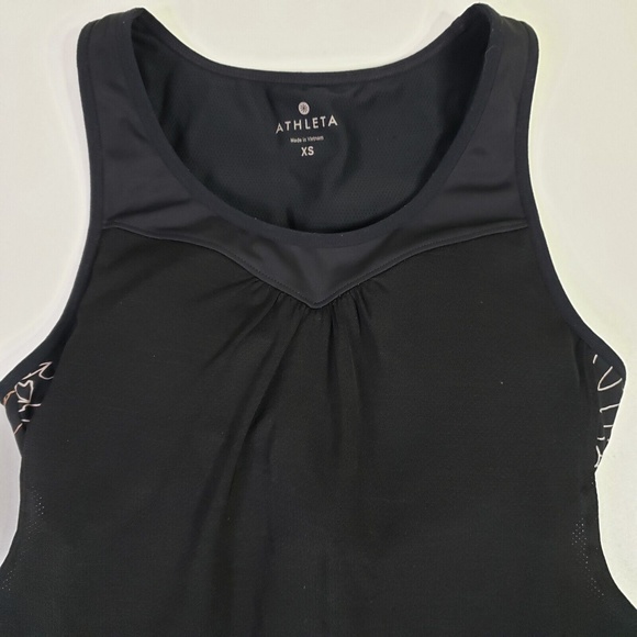 Athleta Fit Team Tank Top Cut Out Mesh Black Gold Women's Size XS - Picture 5 of 10